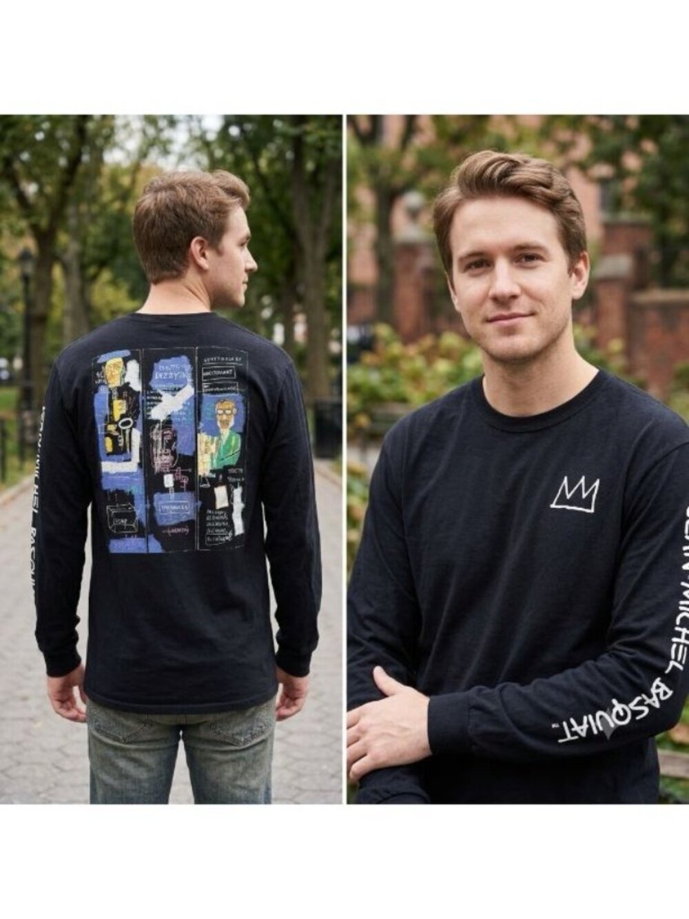 Jean Michel Basquiat Art Sz M Graphic Black Long Sleeve Shirt Jazz Alchemy Music